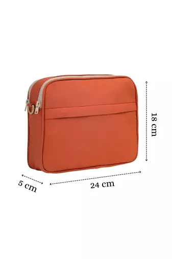   burnt orange polyester solid sling bag
