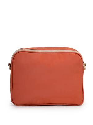   burnt orange polyester solid sling bag 5