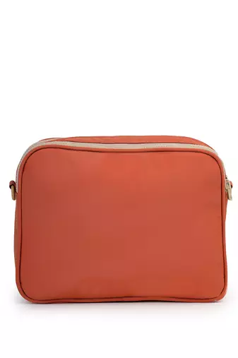   burnt orange polyester solid sling bag