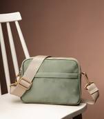   sage green polyester solid sling bag
