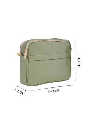   sage green polyester solid sling bag 4