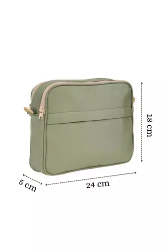   sage green polyester solid sling bag