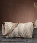   ivory white polyester geometric sling bag
