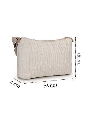   ivory white polyester geometric sling bag 4