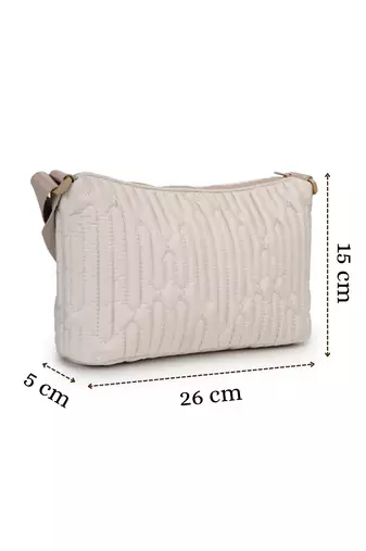   ivory white polyester geometric sling bag