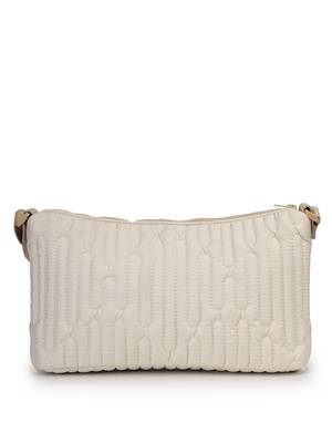   ivory white polyester geometric sling bag 5