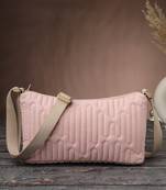   baby pink polyester geometric sling bag