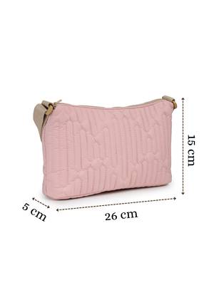  baby pink polyester geometric sling bag 4