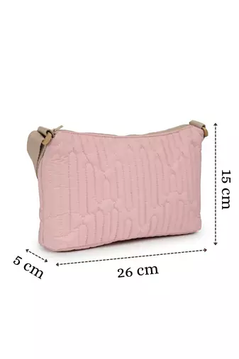   baby pink polyester geometric sling bag