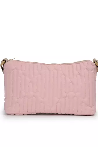   baby pink polyester geometric sling bag