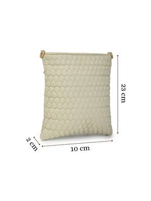   ivory white polyester teardrop quilted sling bag 4