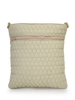   ivory white polyester teardrop quilted sling bag 5