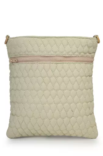   ivory white polyester teardrop quilted sling bag
