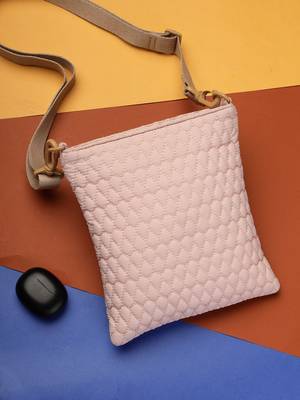   baby pink polyester teardrop quilted sling bag 1