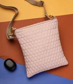   baby pink polyester teardrop quilted sling bag