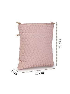   baby pink polyester teardrop quilted sling bag 4