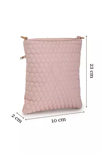   baby pink polyester teardrop quilted sling bag