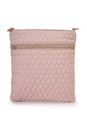   baby pink polyester teardrop quilted sling bag 5