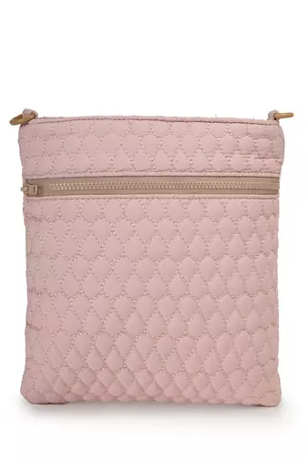   baby pink polyester teardrop quilted sling bag