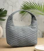   dusty blue polyester wave quilted handheld bag