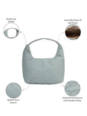   dusty blue polyester wave quilted handheld bag 3