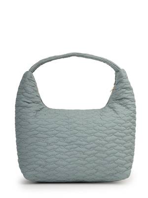   dusty blue polyester wave quilted handheld bag 5