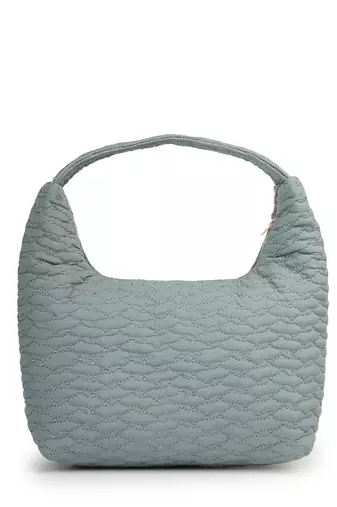   dusty blue polyester wave quilted handheld bag