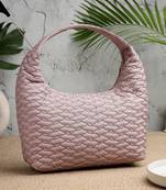   dusty pink polyester wave quilted handheld bag