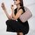   dusty pink polyester wave quilted handheld bag