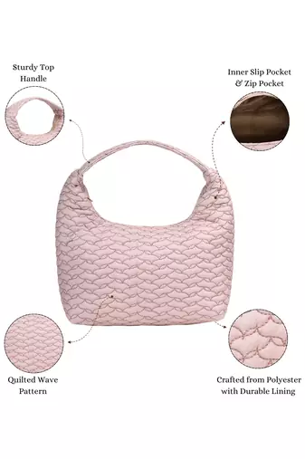   dusty pink polyester wave quilted handheld bag