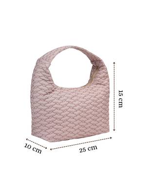   dusty pink polyester wave quilted handheld bag 4