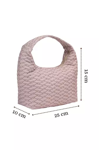   dusty pink polyester wave quilted handheld bag