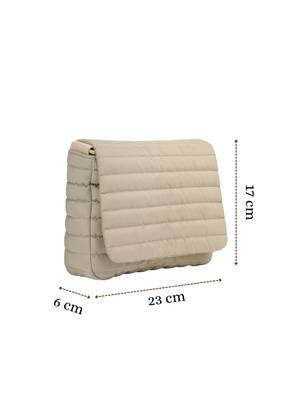   beige polyester striped quilted sling bag 4