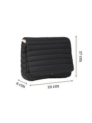   navy blue polyester striped quilted sling bag 4