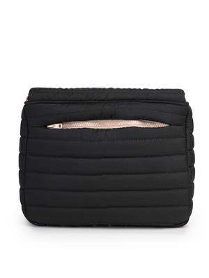   navy blue polyester striped quilted sling bag 5