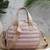   dusty pink polyester striped quilted mini bag
