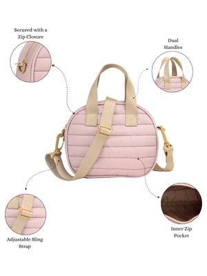   dusty pink polyester striped quilted mini bag 3