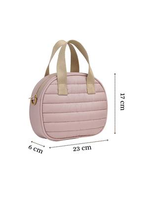   dusty pink polyester striped quilted mini bag 4