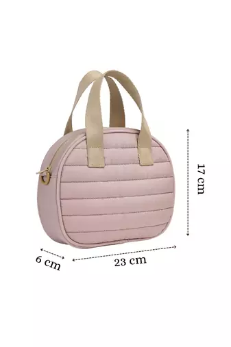   dusty pink polyester striped quilted mini bag