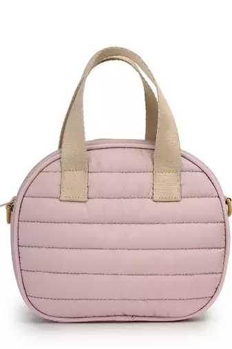   dusty pink polyester striped quilted mini bag