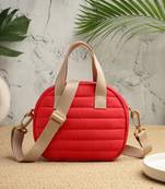   red polyester striped quilted mini bag