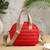   red polyester striped quilted mini bag