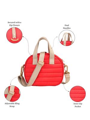   red polyester striped quilted mini bag 3