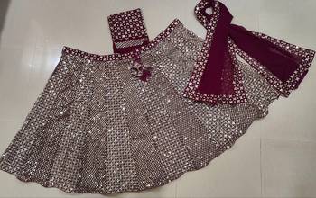 Wine 9mm Sequin and Zari Embroidered Faux Georgette Indian Wedding Lehenga Choli 8