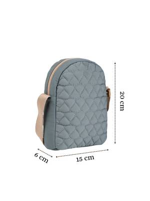   dusty blue polyester quilted sling bag 4