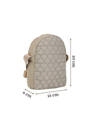   taupe polyester quilted sling bag 4