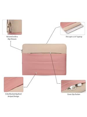   dusty pink polyester colour blocked laptop sleeve (upto 16") 3