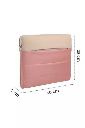   dusty pink polyester colour blocked laptop sleeve (upto 16")