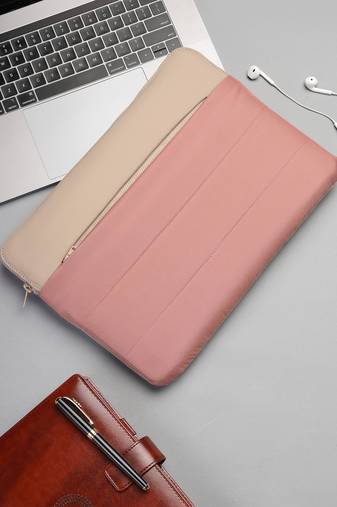   dusty pink polyester colour blocked laptop sleeve (upto 14")