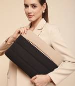   black & beige polyester colour blocked laptop sleeve (upto 16")